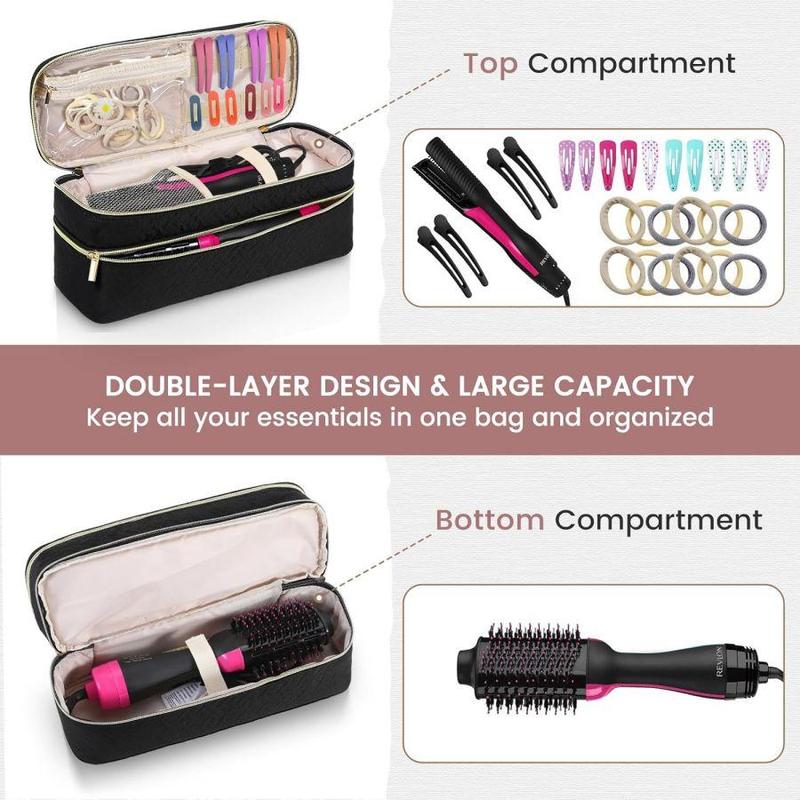 Hair Styling Tool Set Storage Bag, 1 Count Portable Double Layer Hair Brush Holder, Pouch Organizer, Storage Tote, Travel Carrying Case for Hair Brush Styler