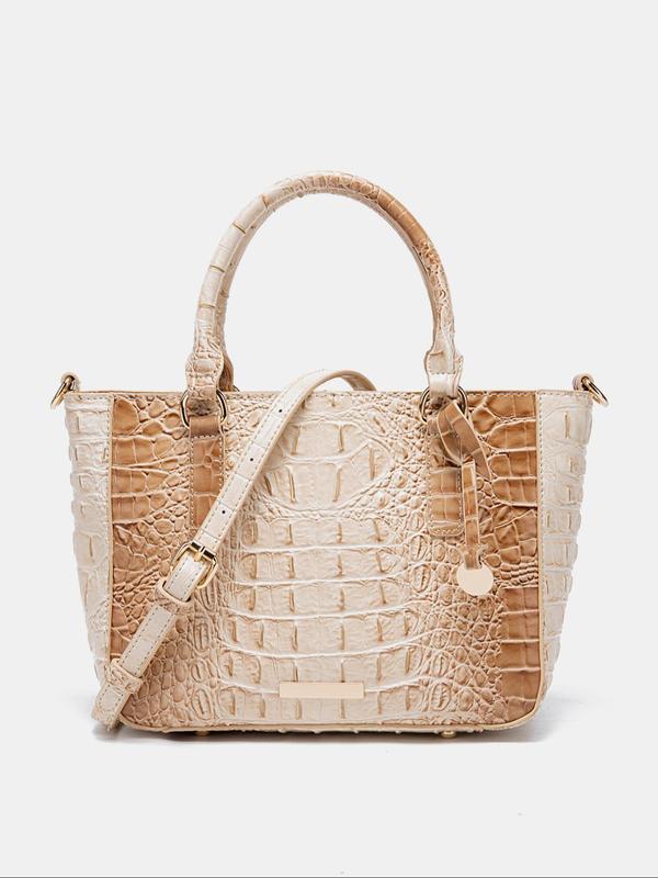 Fashionable Ombre Crocodile Embossed Handbag, Elegant Colorblock Crossbody for Women, Casual Trendy Versatile High-quality Daily Commuting Bag