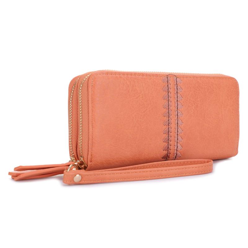 SG SUGU Lucy Double Zip Wallet with Broidery