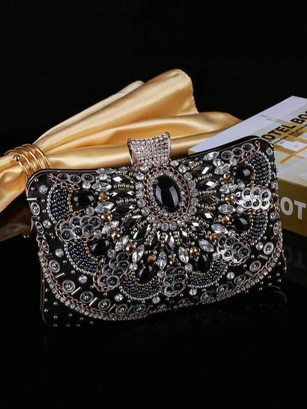 Fashionable All-match Rhinestone Decor Evening Bag, Temperament Exquisite Chain Strap Design Evening Bag, Fashion Bag for Women