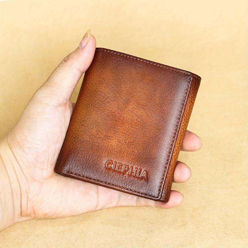 Premium Mens Genuine First Layer Cowhide Leather Wallet - RFID Blocking, Bifold Trifold Design, Vintage Style with Multi-Function Credit Card Holder & Money Clip - The Perfect Stylish and Secure Accessory for Him