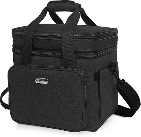 duffel bag lunch box insulated double layer large duffel bag lunch & lunch box for both men and women waterproof expandable leak-proof double layer cooler bag for work, travel and picnics