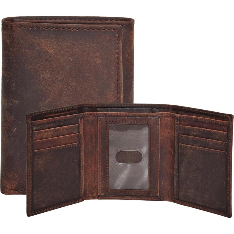 Leather Trifold Wallet for Men - RFID Wallets Slim 9 Credit Card Holder 2 ID Compartment Gift For Men