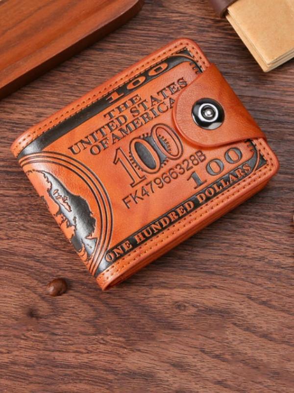 Men's Western Style American Cash Pattern Pu Leather Wallet, Foldable Wallet, Casual Multi Card Slot Card Holder for Men, Trendy All-match Wallet for Daily Use