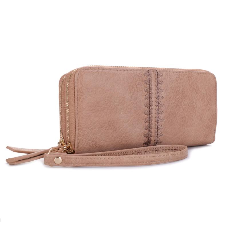 SG SUGU Lucy Double Zip Wallet with Broidery