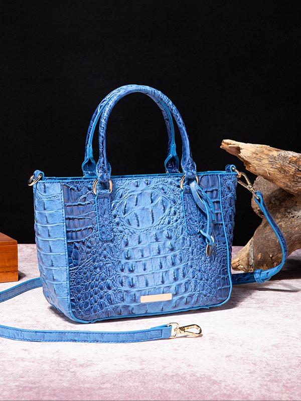 Fashionable Ombre Crocodile Embossed Handbag, Elegant Colorblock Crossbody for Women, Casual Trendy Versatile High-quality Daily Commuting Bag