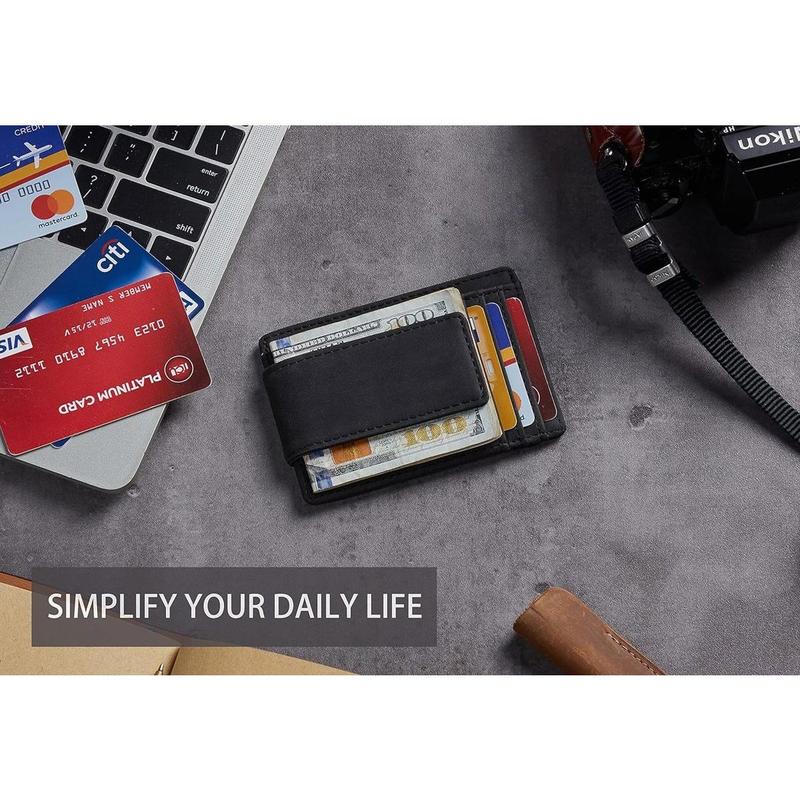 Genuine Leather Front Pocket Money Clip Wallet