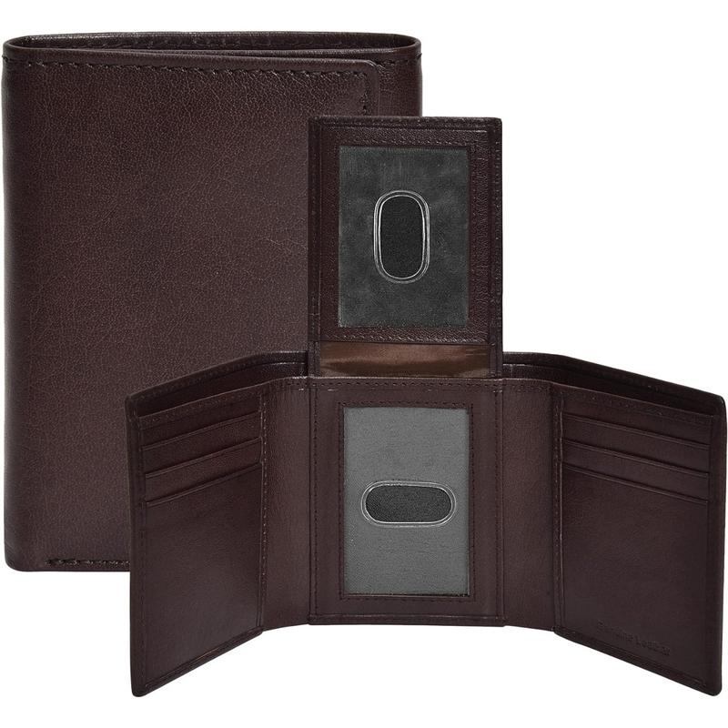 Leather Trifold Wallet for Men - RFID Wallets Slim 9 Credit Card Holder 2 ID Compartment Gift For Men