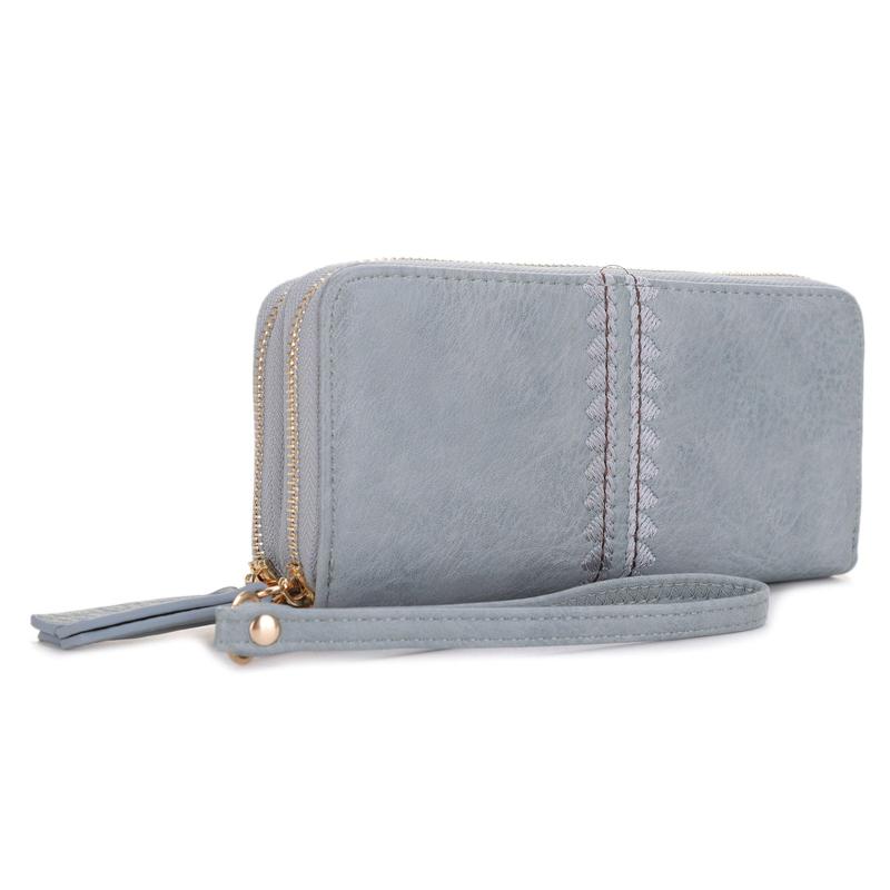 SG SUGU Lucy Double Zip Wallet with Broidery