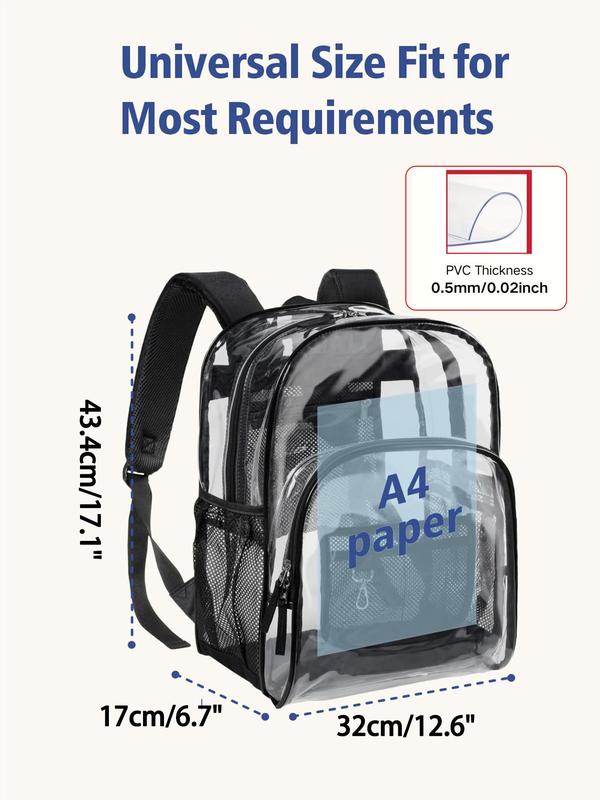 Clear Transparent Pvc Backpack, 2024 Large Capacity Backpack, Duty Transparent Backpack for Back To School, Work, Travel, Unisex