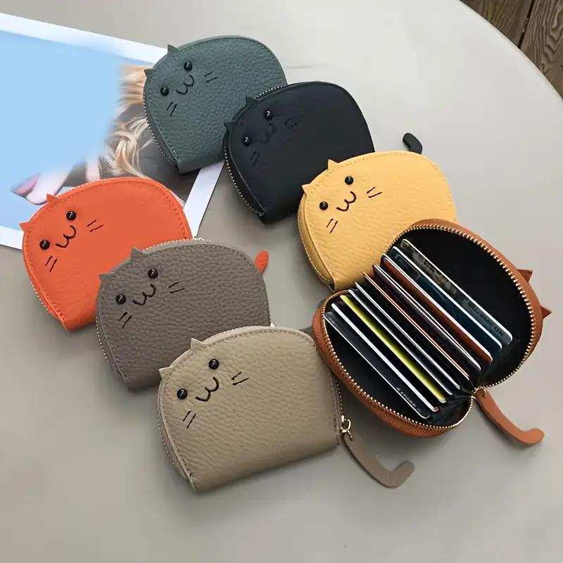 Random Color Cute Cat Design Wallet, 1 Count Multi Card Slot Card Holder, Fashionable PU Leather Coin Purse for Women & Girls, Home Organizer for Daily Use