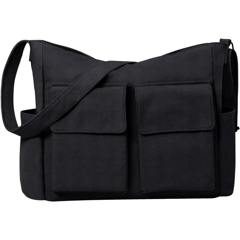 Laptop Messenger Bag for Women Men, Canvas Tote Cross-  Bag with Laptop Sleeve, Canvas Messenger Bag for Work