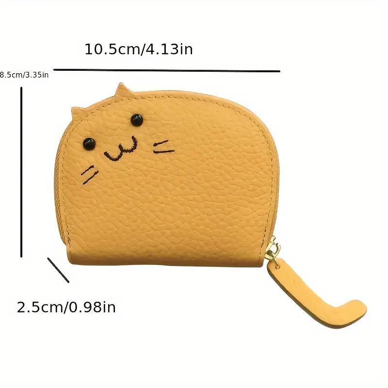 Random Color Cute Cat Design Wallet, 1 Count Multi Card Slot Card Holder, Fashionable PU Leather Coin Purse for Women & Girls, Home Organizer for Daily Use