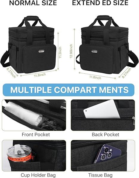 duffel bag lunch box insulated double layer large duffel bag lunch & lunch box for both men and women waterproof expandable leak-proof double layer cooler bag for work, travel and picnics