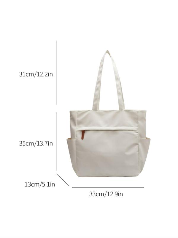 Women's Summer Minimalist Large Capacity Plain Color Tote Bag, Casual Trendy Simple Style Shoulder Bag for Beach Holiday Vacation, Tote Bag for Trip & Business & Daily