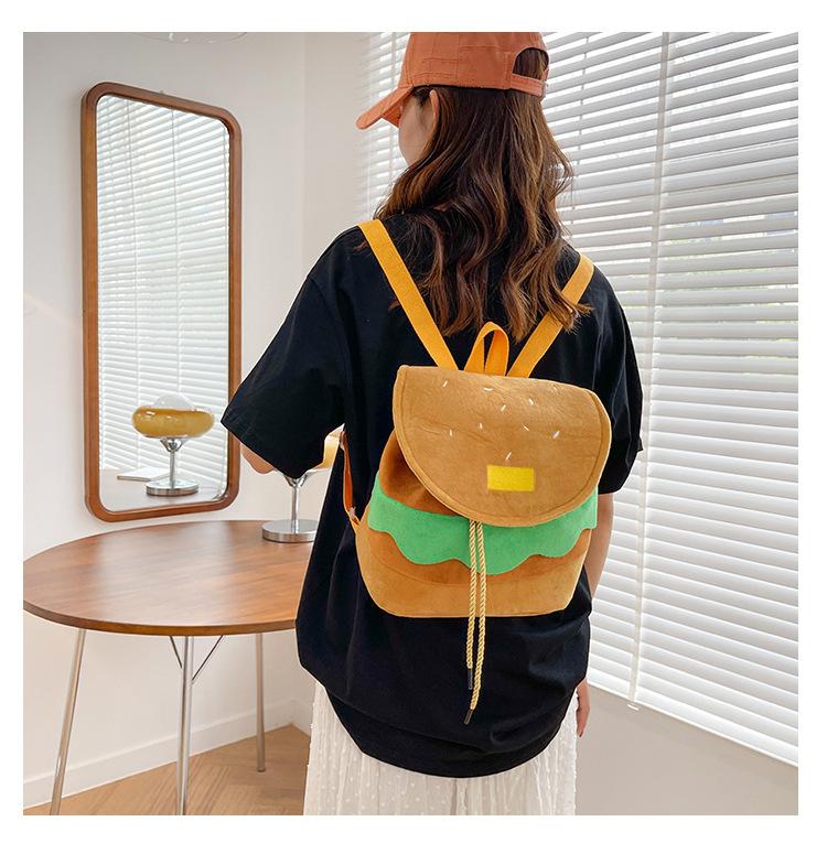 Hamburger Backpack for Men Women Lightweight Crossbody Shoulder Bag Funny School Knapsack