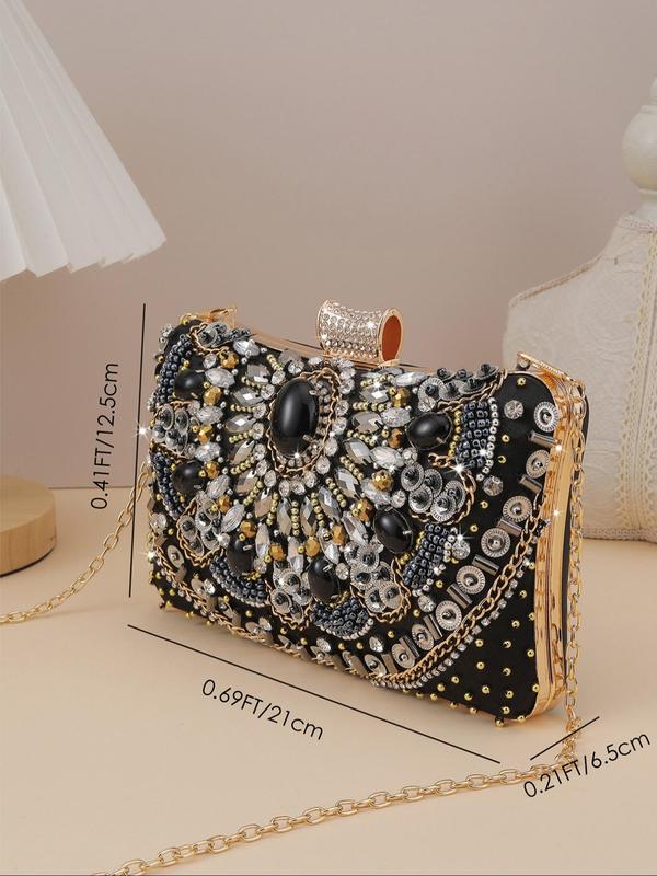 Fashionable All-match Rhinestone Decor Evening Bag, Temperament Exquisite Chain Strap Design Evening Bag, Fashion Bag for Women