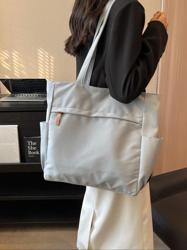 Women's Summer Minimalist Large Capacity Plain Color Tote Bag, Casual Trendy Simple Style Shoulder Bag for Beach Holiday Vacation, Tote Bag for Trip & Business & Daily