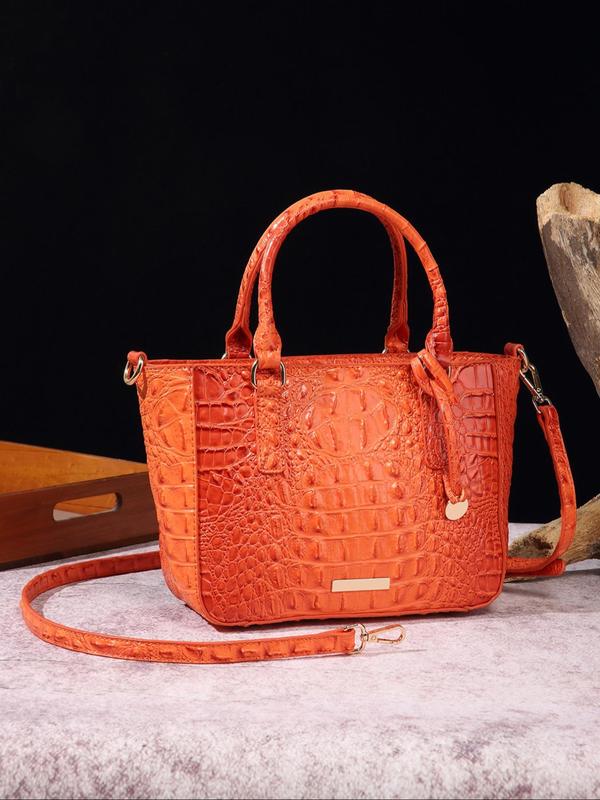 Fashionable Ombre Crocodile Embossed Handbag, Elegant Colorblock Crossbody for Women, Casual Trendy Versatile High-quality Daily Commuting Bag