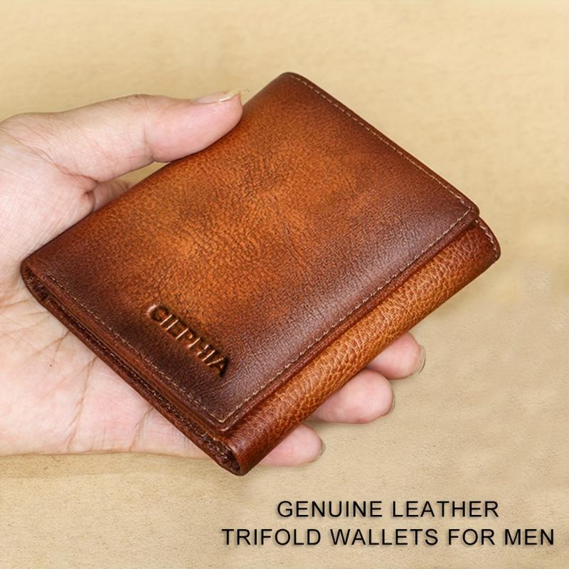 Premium Mens Genuine First Layer Cowhide Leather Wallet - RFID Blocking, Bifold Trifold Design, Vintage Style with Multi-Function Credit Card Holder & Money Clip - The Perfect Stylish and Secure Accessory for Him