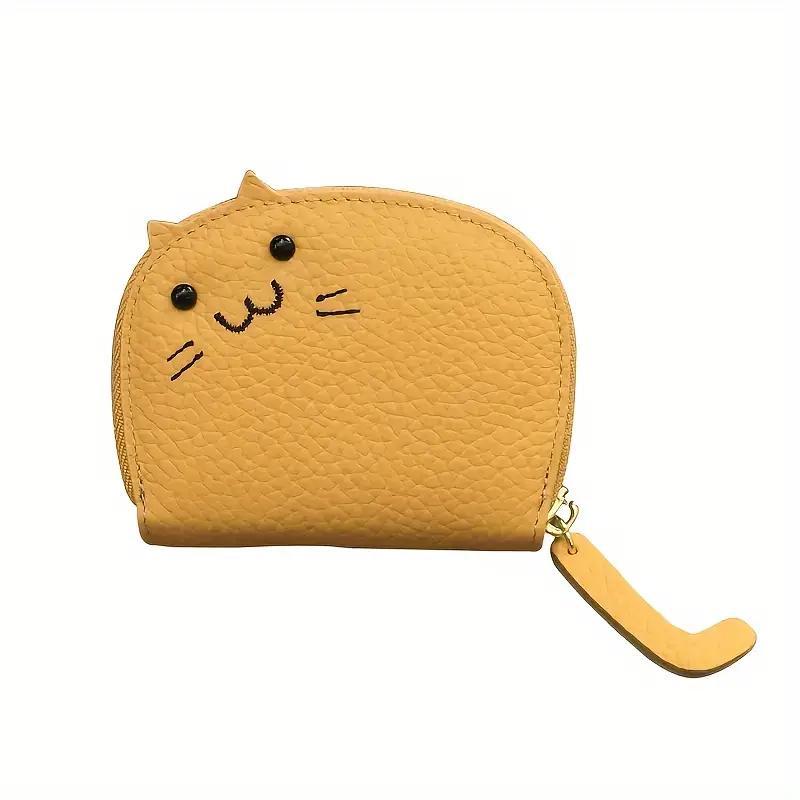 Random Color Cute Cat Design Wallet, 1 Count Multi Card Slot Card Holder, Fashionable PU Leather Coin Purse for Women & Girls, Home Organizer for Daily Use