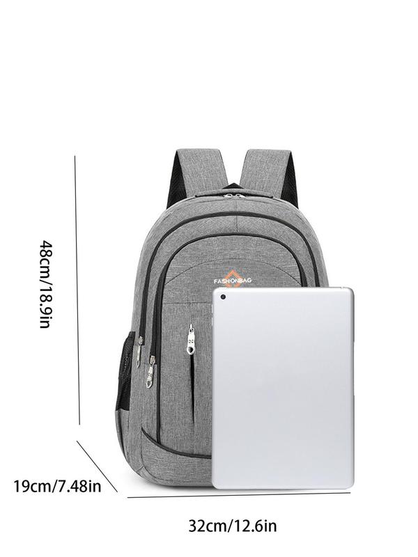 Letter Pattern Zipper Backpack, Business Laptop Backpack, Student Bag, Laptop Bag for Men & Women