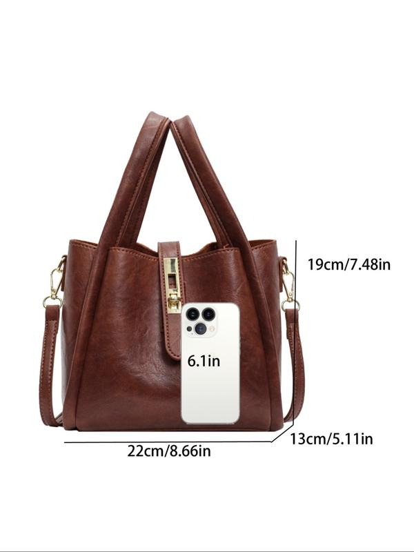 Women's Solid Color Faux Leather Bucket Bag, Fashionable Crossbody Bag with Adjustable Strap, Casual Versatile Bucket Bag for Daily Used