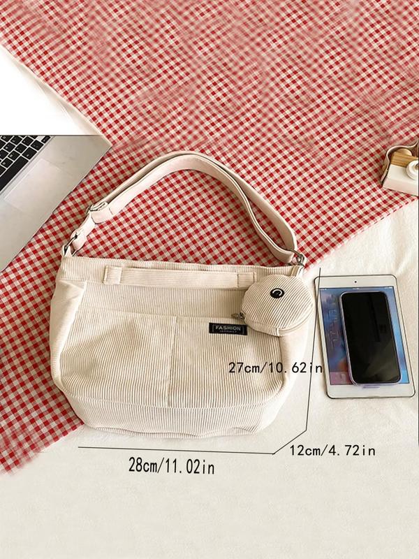 Summer Zip Messenger Bag for Women with Coin Pouch Purse, Minimalist Casual Pocket Design Shoulder School Bag, Large Capacity Designer Crossbody Bag for Work School