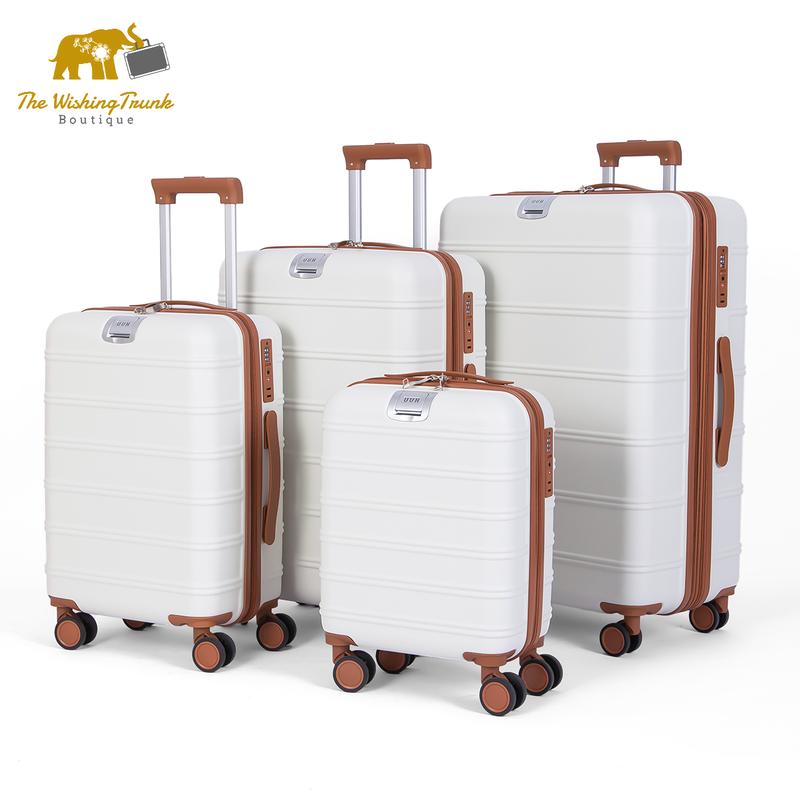 4 Piece Luggage Set Expandable Baggage Set (16 20 24 28in) ABS Hardside Texture Carry on Suitcase with Spinner Wheels for Family Christmas Trip