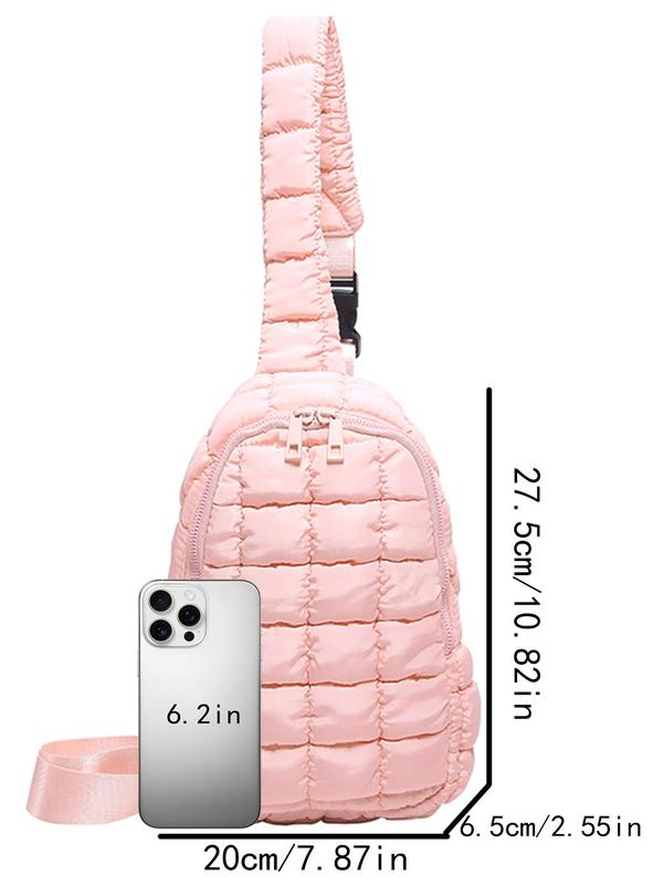 Women's Solid Color Puffer Quilted Fanny Pack, Fashionable Casual Versatile Zipper Chest Bag for Daily Used, Trendy All-match Sling Bag