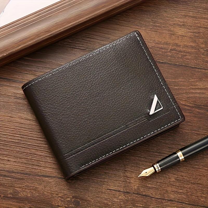 1pc Large Capacity Men's Business Casual Wallet, Soft Horizontal PU Leather Money Clip with Fashion Design