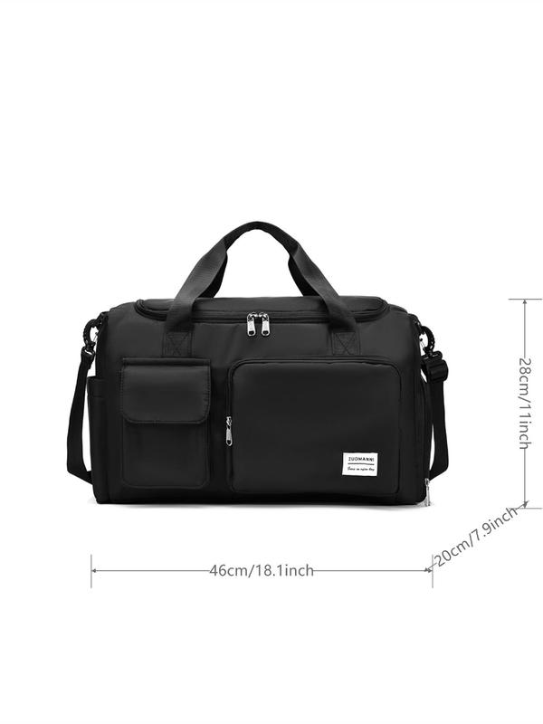 2024 Summer Casual Letter Label Large Capacity Waterproof Travel Bag, Lightweight Zipper Gym Bag for Daily Used, Multi-pocket Sports Bag for Men & Women