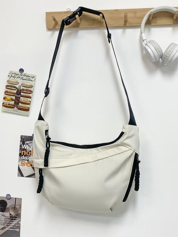 Women's Solid Color Hobo Bag, Multi-pocket Detail Zipper Crossbody Bag, Fashionable Casual Shoulder Bag for Daily Used, Trendy All-match Commuter Bag