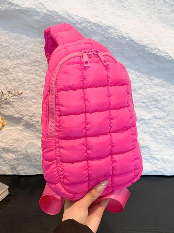 Women's Solid Color Puffer Quilted Fanny Pack, Fashionable Casual Versatile Zipper Chest Bag for Daily Used, Trendy All-match Sling Bag