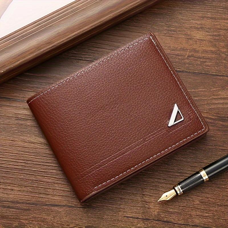 1pc Large Capacity Men's Business Casual Wallet, Soft Horizontal PU Leather Money Clip with Fashion Design