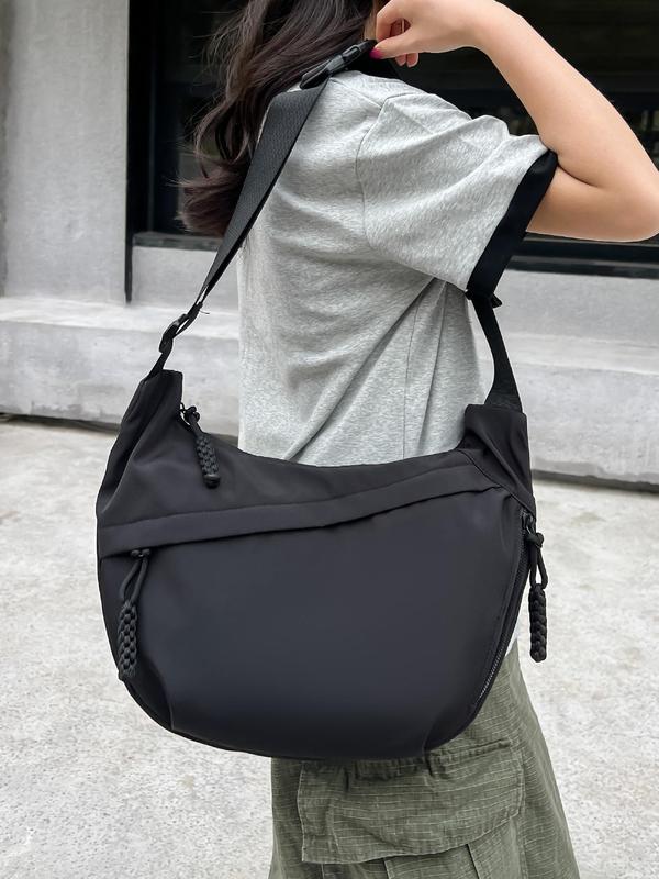 Women's Solid Color Hobo Bag, Multi-pocket Detail Zipper Crossbody Bag, Fashionable Casual Shoulder Bag for Daily Used, Trendy All-match Commuter Bag