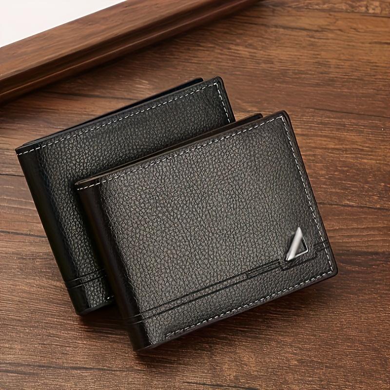 1pc Large Capacity Men's Business Casual Wallet, Soft Horizontal PU Leather Money Clip with Fashion Design