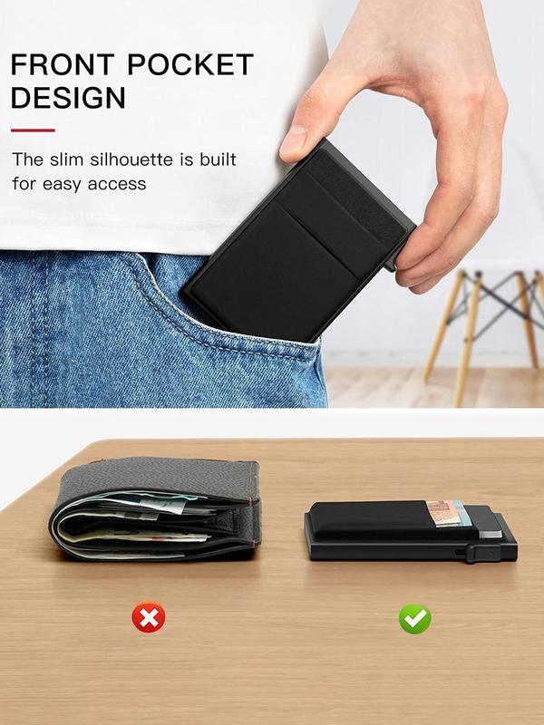 Men's Simple Plain Aluminum Alloy Card Holder, Mini Portable RFID Blocking Card Holder, Casual Business Credit Card Pop up Wallet for Men Everyday Purse