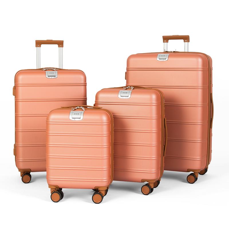 4 Piece Luggage Set Expandable Baggage Set (16 20 24 28in) ABS Hardside Texture Carry on Suitcase with Spinner Wheels for Family Christmas Trip