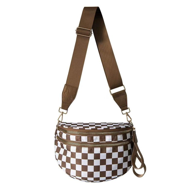 Black and White Checkered Nylon Bum Bag PlusSize Friendly Fanny Pack Crossbody-SpaciousDesign for Essentials-MORE COLORS! great gift