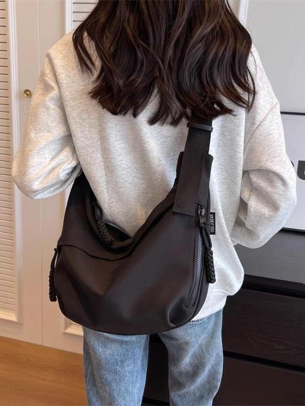 Women's Solid Color Crossbody Bag, Fashionable Large Capacity Shoulder Bag for Daily Used, Casual Trendy Versatile High-quality Daily Commuting Bag, Girl Fashionable Shopping Bag