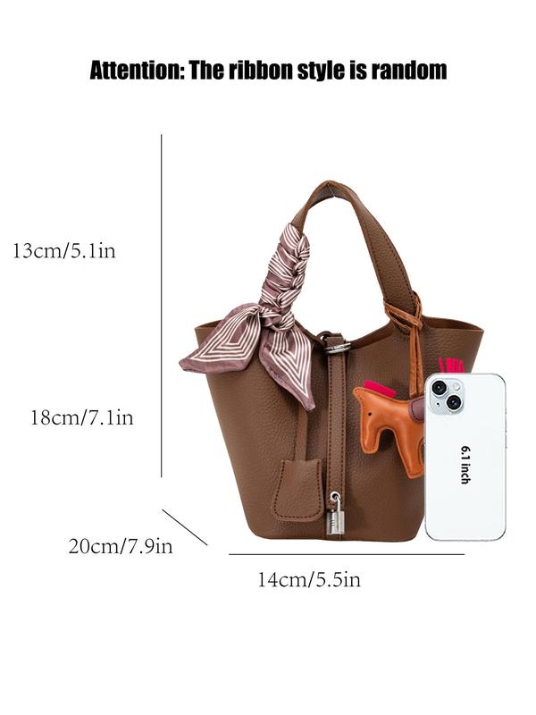 Women's Cute Scarf Decor Handbag, Fashionable Large Capacity Bag with Charm and Removable Inner Bag for Daily Used, Casual Trendy Versatile High-quality Daily Commuting Bag