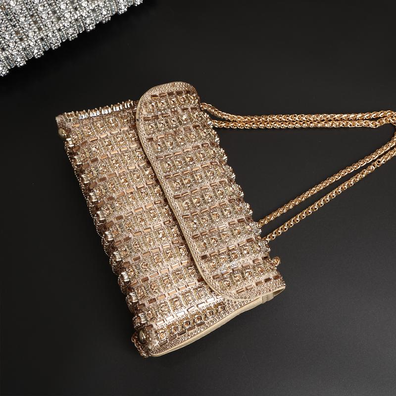 Colorful Rhinestone Crossbody Bag for women, Trendy Chain Shoulder Bag, Women's Luxury Shiny Handbag Prom Purse