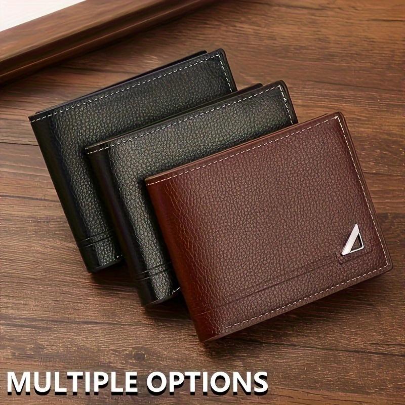 1pc Large Capacity Men's Business Casual Wallet, Soft Horizontal PU Leather Money Clip with Fashion Design