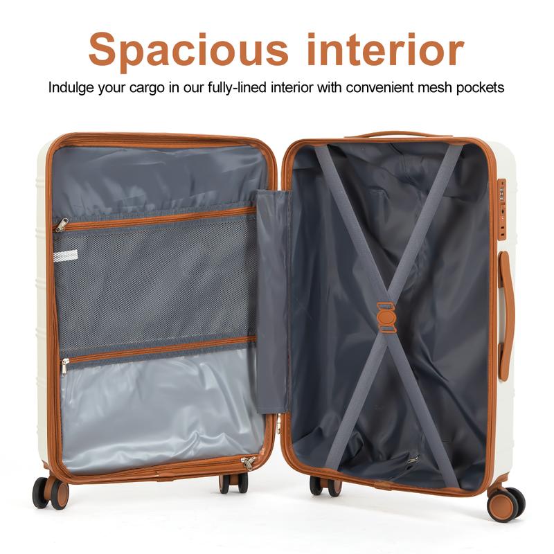 4 Piece Luggage Set Expandable Baggage Set (16 20 24 28in) ABS Hardside Texture Carry on Suitcase with Spinner Wheels for Family Christmas Trip