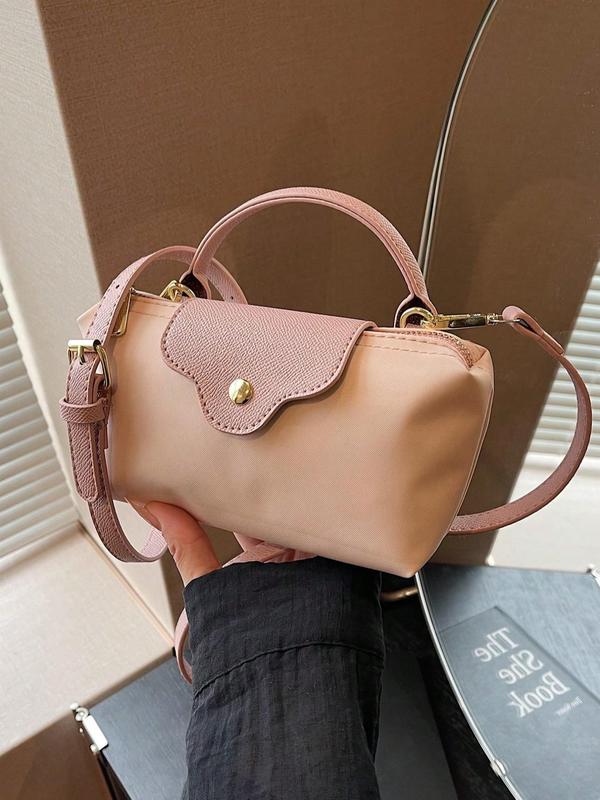 Women's Fashion Colorblock Zipper Shoulder Work Bag, Mini Handbag, Casual Versatile Crossbody Bag for Daily Used, Trendy All-match Commuter Bag