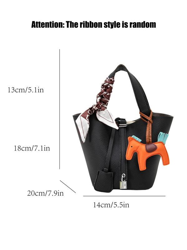 Women's Cute Scarf Decor Handbag, Fashionable Large Capacity Bag with Charm and Removable Inner Bag for Daily Used, Casual Trendy Versatile High-quality Daily Commuting Bag