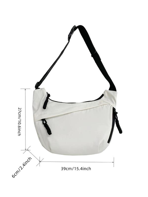 Women's Solid Color Hobo Bag, Multi-pocket Detail Zipper Crossbody Bag, Fashionable Casual Shoulder Bag for Daily Used, Trendy All-match Commuter Bag