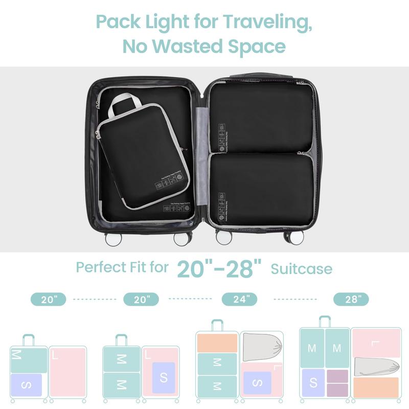 Compression Packing Cubes for Travel - 6 set Travel Bags Luggage Organizers Travel Essentials Compression Cubes for Carry on Suitcases