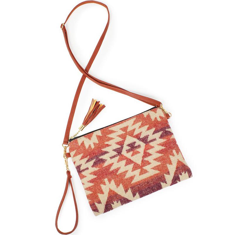 PacificPlex Womens Western Southwestern Saddle Blanket Navajo Native American Print Crossbody Clutch Bag Everyday Crossbody